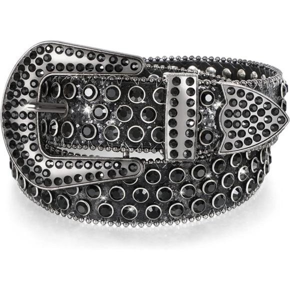 WOMEN Men Rhinestones Belt A-black